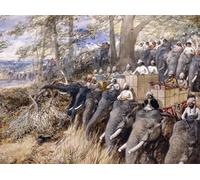 PMEFGJDPE Famoso Arte su Tela Pittura Astratta El reino de Gales en el Terai Venciendo la jungla con Sir Jung Bahadur Rana por William Simpson per Decorazioni per la Casa 60x90cm