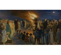 PMEFGJDPE Famoso Arte su Tela Pittura Astratta Hoguera de víspera de verano en la playa de Peder Severin per Decorazioni per la Casa 60x90cm