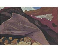 PMEFGJDPE Famoso Arte su Tela Pittura Astratta Imágenes de tres gujas en la roca Lahul por Nicholas Roerich per Decorazioni per la Casa 60x90cm