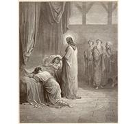 PMEFGJDPE Famoso Arte su Tela Pittura Astratta Milagro Jesucristo sanó a la hija de Jaire de Gustave Dore per Decorazioni per la Casa 60x90cm