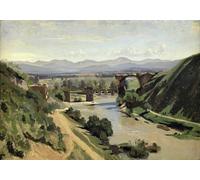PMEFGJDPE Famoso Arte su Tela Pittura Astratta Narni el puente de Augusto sobre el Nera de Jean Baptiste Camille Corot per Decorazioni per la Casa 60x90cm
