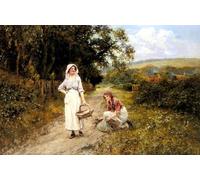 PMEFGJDPE Famoso Arte su Tela Pittura Astratta Recolectores de maricas en un camino Henry John Yeend King per Decorazioni per la Casa 60x90cm