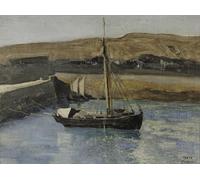 PMEFGJDPE Famoso Arte su Tela Pittura Astratta un barco de pesca Honfleur de Jean Baptiste Camille Corot per Decorazioni per la Casa 60x90cm