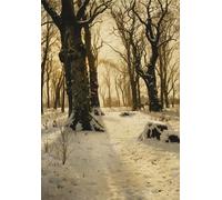 PMEFGJDPE Famoso Arte su Tela Pittura Astratta un paisaje invernal boscoso con ciervos de Peder Monsted per Decorazioni per la Casa 60x90cm