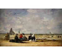 PMEFGJDPE Famoso Poster Murale Poster Parete Quadri Escena de playa de Eugene Louis Boudin per la Decorazione Domestica dell'ufficio 60x90cm