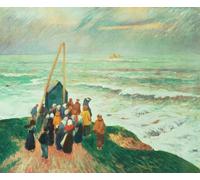 PMEFGJDPE Famoso Poster Murale Poster Parete Quadri Esperando el regreso de los pescadores en Bretaña de Henry Moret per la Decorazione Domestica dell'ufficio 60x90cm