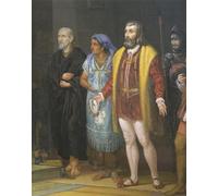 PMEFGJDPE Famoso Poster Murale Poster Parete Quadri Hernán Cortés La Malinche y Bartolomé De Las Casas por Juan Ortega per la Decorazione Domestica dell'ufficio 60x90cm