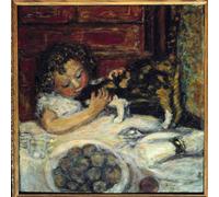 PMEFGJDPE Famoso Poster Murale Poster Parete Quadri La niña con el gato de Pierre Bonnard per la Decorazione Domestica dell'ufficio 60x90cm