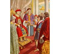 PMEFGJDPE Famoso Poster Murale Poster Parete Quadri Marco elsiendo presentado a Kublai Khan por Tancredi Scarpelli per la Decorazione Domestica dell'ufficio 60x90cm