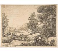 PMEFGJDPE Famoso Poster Murale Poster Parete Quadri Pastor y pastora conversando en un paisaje de Claude Lorrain per la Decorazione Domestica dell'ufficio 60x90cm