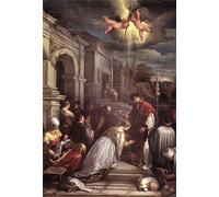 PMEFGJDPE Famoso Poster Murale Poster Parete Quadri San Valentín bautizando a Santa Lucilla de Jacopo Bassano per la Decorazione Domestica dell'ufficio 60x90cm