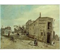 PMEFGJDPE Famoso Poster Murale Poster Parete Quadri Vista de Montmartre el Café Le Roi Du Desert de Johan Barthold Jongkind per la Decorazione Domestica dell'ufficio 60x90cm