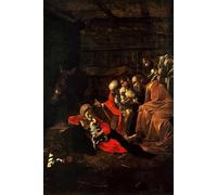 PMEFGJDPE Famoso Stampa Pittura Arte Murale Della Pittura Adoración de los pastores de Merisi Caravaggio per L'arredamento del Soggiorno 60x90cm