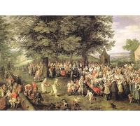 PMEFGJDPE Famoso Stampa Pittura Arte Murale Della Pittura Banquete de boda Jan the Elder Brueghel per L'arredamento del Soggiorno 60x90cm