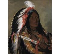 PMEFGJDPE Famoso Stampa Pittura Arte Murale Della Pittura Brave of the Bad Arrow Points Band de George Catlin per L'arredamento del Soggiorno 60x90cm