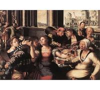 PMEFGJDPE Famoso Stampa Pittura Arte Murale Della Pittura El hijo pródigo Jan Sanders Van Hemessen per L'arredamento del Soggiorno 60x90cm