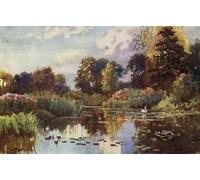 PMEFGJDPE Famoso Stampa Pittura Arte Murale Della Pittura el lago en los Jardines Botánicos de William Matthison per L'arredamento del Soggiorno 60x90cm