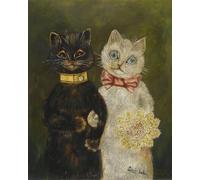 PMEFGJDPE Famoso Stampa Pittura Arte Murale Della Pittura la novia y el novio de Louis Wain per L'arredamento del Soggiorno 60x90cm