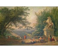 PMEFGJDPE Famoso Stampa Pittura Arte Murale Della Pittura Ruinas de terraza en un parque de Hubert Robert per L'arredamento del Soggiorno 60x90cm