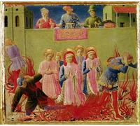 PMEFGJDPE Famoso Stampa Pittura Arte Murale Della Pittura Ss Cosmas y Damián condenados a la hoguera por Fra Angelico per L'arredamento del Soggiorno 60x90cm