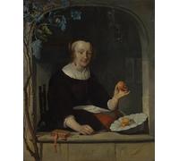 PMEFGJDPE Famoso Stampa Pittura Arte Murale Della Pittura una mujer sentada en una ventana Principios del S de Gabriel Metsu per L'arredamento del Soggiorno 60x90cm