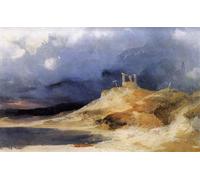 PMEFGJDPE Famoso Stampa Tela Poster Artistico Poster Andamio en tormenta de Karl Blechen per L'arredamento Della Camera da Letto 60x90cm