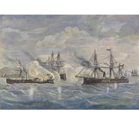 PMEFGJDPE Famoso Stampa Tela Poster Artistico Poster Combate naval entre el buque peruano Huascar de Rafael Monleon Y Torres per L'arredamento Della Camera da Letto 60x90cm
