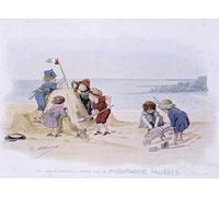 PMEFGJDPE Famoso Stampa Tela Poster Artistico Poster Juegos infantiles Niños construyendo un castillo dede Timoleon Marie Lobrichon per L'arredamento Della Camera da Letto 60x90cm