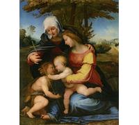 PMEFGJDPE Famoso Stampa Tela Poster Artistico Poster la dama y el niño en un paisaje con santa isabel y el infante san juan bautista per L'arredamento Della Camera da Letto 60x90cm