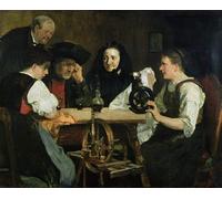 PMEFGJDPE Famoso Stampa Tela Poster Artistico Poster la primera máquina de coser de Hjalmer Eilif Emanuel Peterssen per L'arredamento Della Camera da Letto 60x90cm
