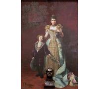 PMEFGJDPE Famoso Stampa Tela Poster Artistico Poster Retrato de la reina María Cristina y el rey Alfonso XIII de España por Francesc Manovens per L'arredamento Della Camera da Letto 60x90cm