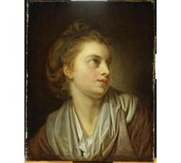 PMEFGJDPE Famoso Stampa Tela Poster Artistico Poster un busto de niña con una diadema verde mirando hacia arriba de Jean Baptiste Greuze per L'arredamento Della Camera da Letto 60x90cm