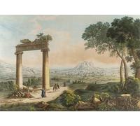 PMEFGJDPE Famoso Stampa Tela Poster Artistico Poster Vista de Atenas con el acueducto de Adriano por Louis Francois Cassas per L'arredamento Della Camera da Letto 60x90cm