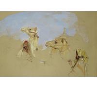 PMEFGJDPE Stampa Tela Poster Artistico Poster Estudio de camellos con conductores beduinos en el desierto del Monte Sinaí por John Frederick Lewis per L'arredamento Della Camera da Letto 60x90cm