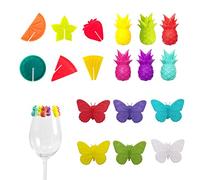PMELCXD 18 Pezzi segnabicchieri Silicone marcatori per Bicchieri Frutta di Vino per Feste segnabicchier Farfalla con Ventosa identificativi per vetri riutilizzabili marcatori per Vino