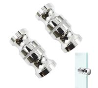 PMELCXD 2 paia di pomelli rotondi,Maniglia Per Schermo Doccia,Maniglia per Box Doccia in Alluminio, Design Curvo, Facile Installazione, Impermeabile e Resistente, con Protezione in Gomma-62x30mm