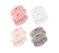 PMELCXD 4 Paia Fascia Da Polso Per Trucco Da Donna,Fascia Elastica Braccialetti Per La Cura Della Pelle I Polsini Impediscono La Fuoriuscita Di Liquidi Sulle Braccia Spa Yoga Make-up