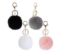 PMELCXD 4PSC Portachiavi in Morbida Pelliccia Artificiale Palla Soffice Auto Portachiavi Pompon Fascino Accessori per Borse e Personalizzare Zaino per le Donna Ragazze