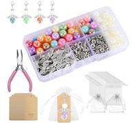 PMELCXD Bomboniere Matrimonio - Set DIY con 50 Ciondoli di Angioletti Guardiani per Bomboniere Battesimo, Angioletti Schlüsselanhänger Zum Selber Machen