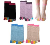 PMELCXD Calzini Donna con Dita Separate - Set di 4 Calze a Lunghezza Completa - Calzini Estivi in Cotone per Donna - Perfetti per Correre e Camminare