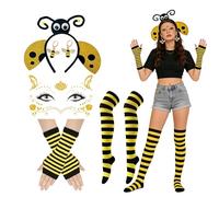 PMELCXD Costume Ape Donna Completo, 5 Pezzi con Testa, Guanti e Accessori - Set di Costumi con Orecchie, Fascia e Calze per Feste, Halloween, Compleanni e Temi Apicoltura