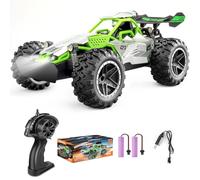 Pmgud Trucks Macchina Telecomandata Auto 1:18 Rc Cars, 2,4 GHz All Terrain Offroad Auto Radiocomandata 2WD 20 km/h Impermeabile con 2 Batterie Regalo Per Bambini Di 6-14 Anni(Verde)