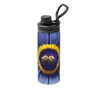 Pmhmer Borraccia termica sportiva con ape, con fiore e cuore, 510 ml, leggera e a prova di perdite, adatta per attività all'aria aperta, fitness, viaggi, semplice ed elegante.