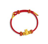 pmnjna Bracciale rosso intrecciato in argento puro 999 con dodici segni zodiacali - Gioielli di alta qualità for l'anno zodiacale in stile anno del cavallo(Rabbit)