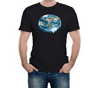 PMNXCVS Flat Earth FE Theory Moon Landing Conspiracy Printed T-Shirt Black, Colore 14, L