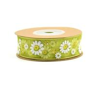 Pmnzdy 10 x 20 mm, nastro in organza trasparente con girasoli, motivo margherite, nastro per regali, fiori, stampa floreale, nastro decorativo per il fai da te, margherite, verde