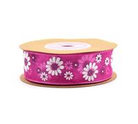 Pmnzdy 10 x 20 mm, nastro in organza trasparente con girasoli, motivo margherite, nastro, stampa floreale, nastro decorativo per regali, per fai da te, margherite, rosso rosa