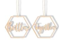 Pmnzdy 2 targhette per sedie esagonali per matrimonio, Better Together in legno, decorazioni per la sposa e lo sposo, decorazione in legno per sedie di matrimonio, matrimonio, sedia per foto, oggetti
