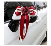 Pmnzdy 4 Pezzi Fiocchi per Auto Fiore in Seta Simulazione Fiocco Auto Decorazione per Auto Maniglia della Portiera Specchietto Retrovisore Sedia per Chiesa Auto per Matrimonio Funerale Festa