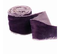 Pmnzdy Nastro di velluto, 1 m, nastro di Natale, con bordo grezzo, 5 cm, per matrimonio, bouquet, nastro di raso con frange, nastro di velluto di seta, fai da te, per capelli, matrimonio, viola scuro